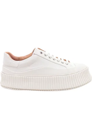 Jil Sander Buty, Kobieta, Biały, 40 EU, Białe Trampki z Kanwy Elegancki Styl