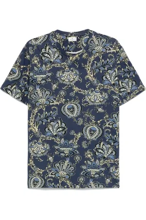 Etro Koszulki, Mężczyzna, Niebieski, L, Bawełna, T-shirt z okrągłym dekoltem