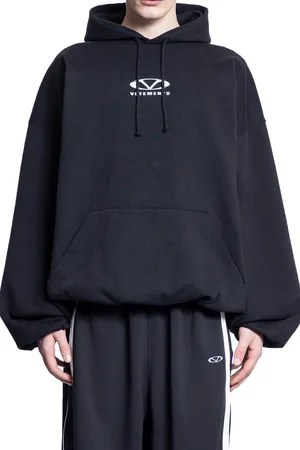Vetements Bluzy, Mężczyzna, Czarny, L, Czarna Bluza z Logo Reversible Box Fit