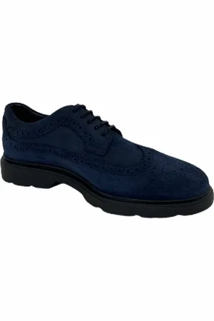 Hogan Buty, Mężczyzna, Niebieski, 39 1/2 EU, Zamsz, Zamszowe Buty Derby z Pianką Pamięci
