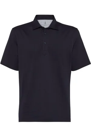 Brunello Cucinelli Koszulki, Mężczyzna, Niebieski, XL, Bawełna, Granatowy bawełniany sweter polo