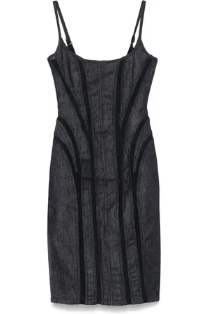 MUGLER Sukienki, Kobieta, Niebieski, M, Indigo Sukienka z Dekoltem