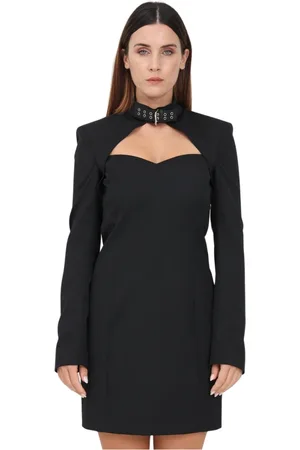Moschino Sukienki, Kobieta, Czarny, S, Czarna sukienka z detalami klamry