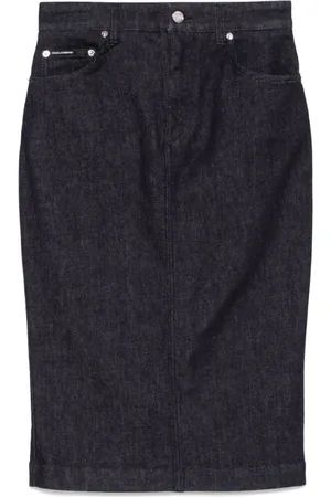 Dolce & Gabbana Spódnice, Kobieta, Niebieski, S, Niebieska Spódnica Oxford z Tylną Wentylacją