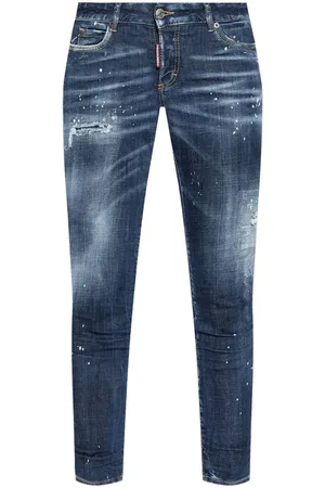 Dsquared2 Jeansy, Kobieta, Niebieski, XS, Denim, Granatowe dżinsy denimowe o skróconym kroju