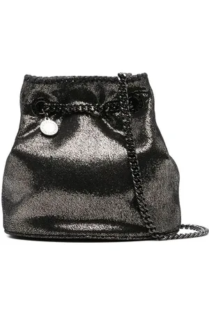 Stella McCartney Torebki, Kobieta, Czarny, ONE SIZE, Skóra, Czarna skórzana torebka na ramię z łańcuszkiem