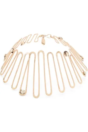 Max Mara Akcesoria, Kobieta, Żółty, ONE SIZE, Kryształowy Choker z Logo Charm