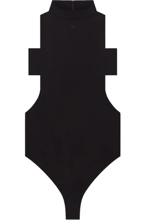 Courrèges Koszulki, Kobieta, Czarny, M, Czarny Haftowany Mock Neck Bodysuit