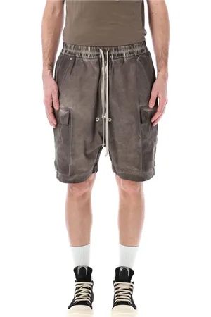 Rick Owens Szorty, Mężczyzna, Szary, M, Spodnie Cargo z bawełny z krokiem opuszczonym