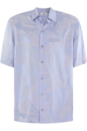 OFF-WHITE Koszule, Mężczyzna, Niebieski, S, Fresco Viscjacq Koszula Bowlingowa