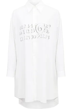 Maison Margiela Sukienki, Kobieta, Biały, M, Bawełna, Biała bawełniana sukienka z numerami