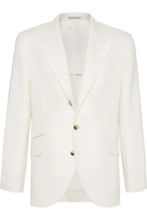 Brunello Cucinelli Kurtki, Mężczyzna, Biały, 2XL, Biała Kurtka z Guzikami i Kieszeniami