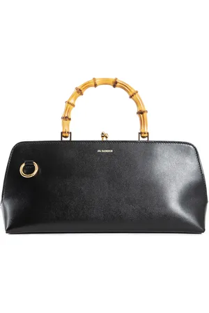 Jil Sander Torebki, Kobieta, Czarny, ONE SIZE, Bambus, Bambusowa Rączka Skórzana Torba