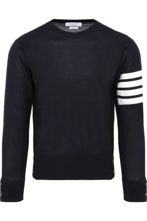 Thom Browne Swetry, Mężczyzna, Niebieski, 2XL, Wełna, Pulower 4-Bar