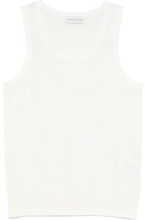 DRIES VAN NOTEN Koszulki, Mężczyzna, Biały, L, T-shirt bez rękawów z okrągłym dekoltem
