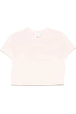 Maison Kitsuné Koszulki, Kobieta, Różowy, S, Blush Cropped Crew Neck T-shirt