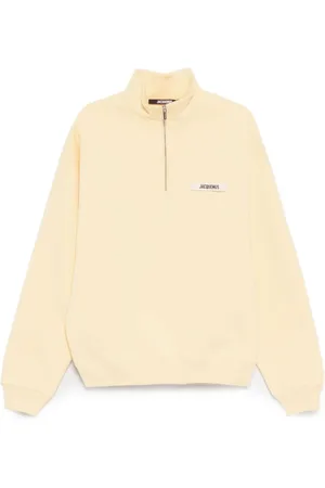Jacquemus Bluzy, Mężczyzna, Żółty, 2XL, Beżowy sweter z zamkiem i obniżoną linią ramion