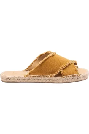 Castaner Buty, Kobieta, Beżowy, 38 EU, Metaliczne lniane sandały slip-on Palmera