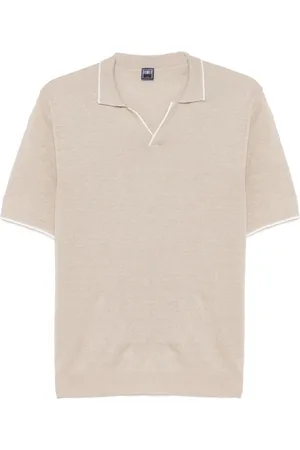 FEDELI Swetry, Mężczyzna, Beżowy, 2XL, Split Neck Sweater