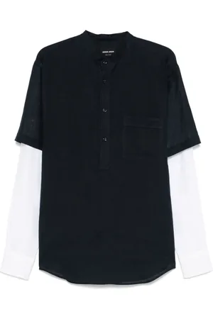 Giorgio Armani Koszule, Mężczyzna, Niebieski, M, Granatowa Koszula z Kołnierzykiem