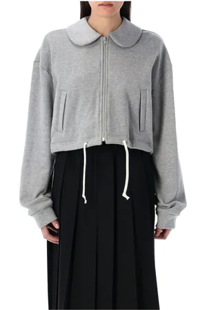 Comme des Garçons Bluzy, Kobieta, Szary, M, Szara Sweterkowa Bluza Zip z Kołnierzem Peter Pan