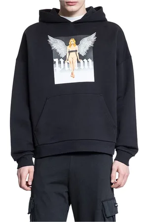 Palm Angels Bluzy, Mężczyzna, Czarny, L, Kryształowy Pin Up Graficzny Hoody