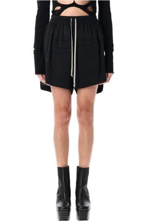 Rick Owens Szorty, Kobieta, Czarny, S, Czarne Wyprane Szorty Charmeuse