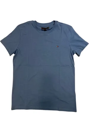 Tommy Hilfiger Koszulki, Mężczyzna, Niebieski, 2XL, T-shirt Slim Fit z Bawełny z Haftowanym Logo