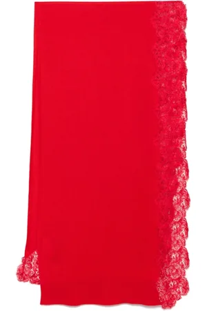 ERMANNO SCERVINO Akcesoria, Kobieta, Czerwony, ONE SIZE, Kaszmir, Czerwony Szal z Koronką