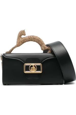 Lanvin Torebki, Kobieta, Czarny, ONE SIZE, Zamsz, Czarna Skórzana Biżuteria Górna Rączka Torba