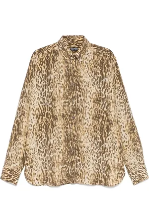 Tom Ford Koszule, Mężczyzna, brązowy, L, Bawełna, Jasnobrązowa koszula zapinana na guziki