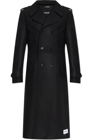 Dolce & Gabbana Płaszcze, Mężczyzna, Czarny, S, Nylon, Wełniany płaszcz