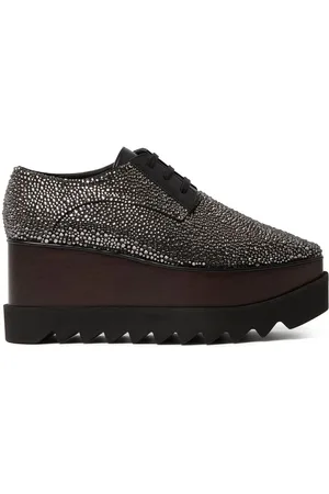 Stella McCartney Buty, Kobieta, Czarny, 37 EU, Czarne buty na koturnie zdobione kryształkami