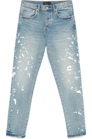 Purple Brand Jeansy, Mężczyzna, Niebieski, W36, Niebieskie Jeansyy z Whiskeringiem i Guzikami