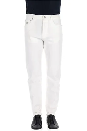 Brunello Cucinelli Jeansy, Mężczyzna, Biały, L, Białe Jeansyy z Bawełny Byka
