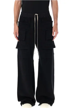 Rick Owens Spodnie, Mężczyzna, Czarny, L, Czarne Spodnie Joggingowe Aw 23