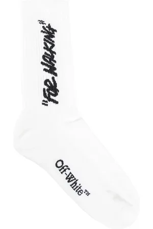 OFF-WHITE Bielizna, Mężczyzna, Biały, M, Cytat Skarpety do połowy łydki Czarne