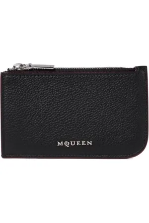 Alexander McQueen Akcesoria, Kobieta, Czarny, ONE SIZE, Czarna Portmonetka z Patentowymi Wykończeniami