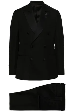 LARDINI Garnitury, Mężczyzna, Czarny, 3XL, Dwurzędowa sukienka z przypinką z logo