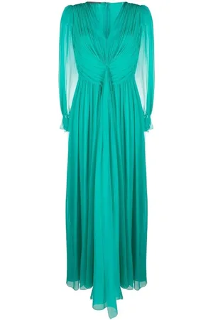 Alberta Ferretti Sukienki, Kobieta, Zielony, S, Zielona Sukienka z Jedwabiu