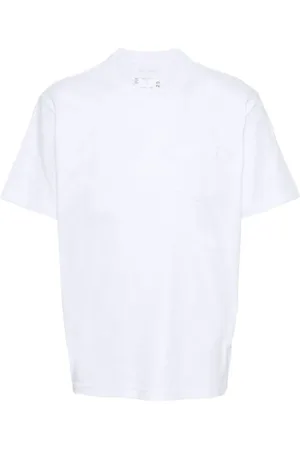 SACAI Koszulki, Mężczyzna, Biały, M, Biała Bawełniana T-shirt z Okrągłym Dekoltem
