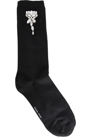 Simone Rocha Bielizna, Kobieta, Czarny, ONE SIZE, Skarpetki z kryształowym kwiatem