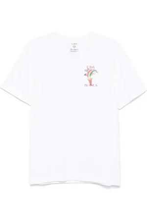 Casablanca Koszulki, Mężczyzna, Biały, L, Bawełna, T-shirt z białym nadrukiem logo z okrągłym dekoltem
