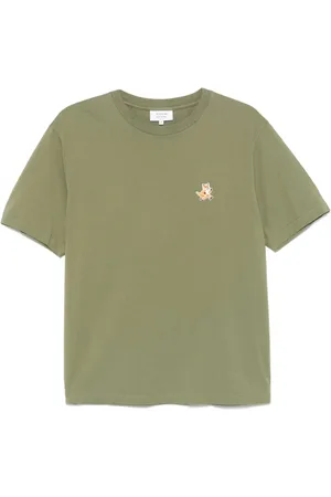 Maison Kitsuné Koszulki, Mężczyzna, Zielony, L, Zielony T-shirt z okrągłym dekoltem