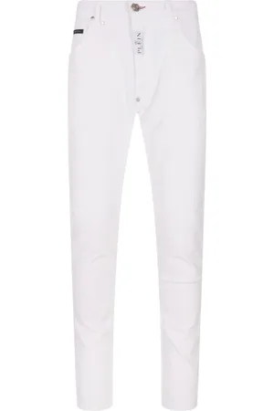 Philipp Plein Jeansy, Mężczyzna, Biały, W33, Denim, Slim-fit Jeansy