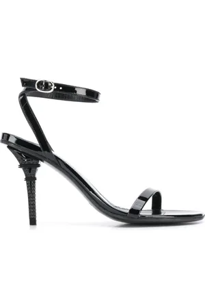 Vetements Buty, Kobieta, Czarny, 36 EU, Czarne lakierowane sandały Wieża Eiffla