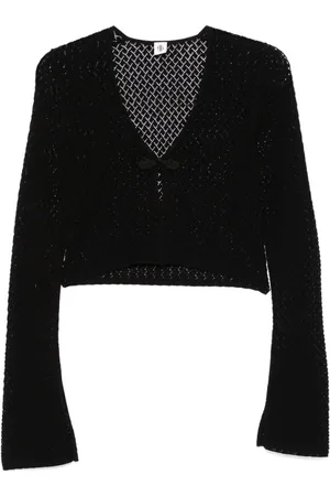THE GARMENT Bluzki, Kobieta, Czarny, S, Czarny sweter z dekoltem w serek i wycięciami