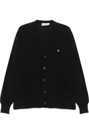 Vivienne Westwood Swetry, Mężczyzna, Czarny, S, Czarny Sweter z Guzikami i Logo Orb