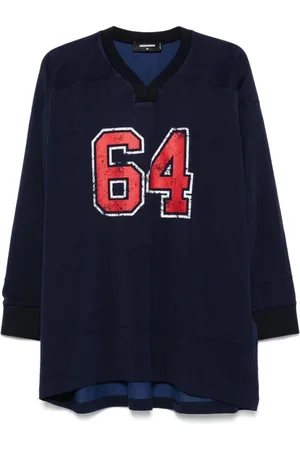 Dsquared2 Bluzy, Kobieta, Niebieski, S, Navy Ribbed V-Neck Sweatshirt