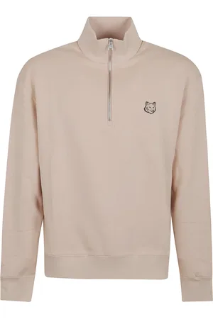 Maison Kitsuné Bluzy, Mężczyzna, Szary, M, Bluza z naszywką lisiej głowy na pół-zip